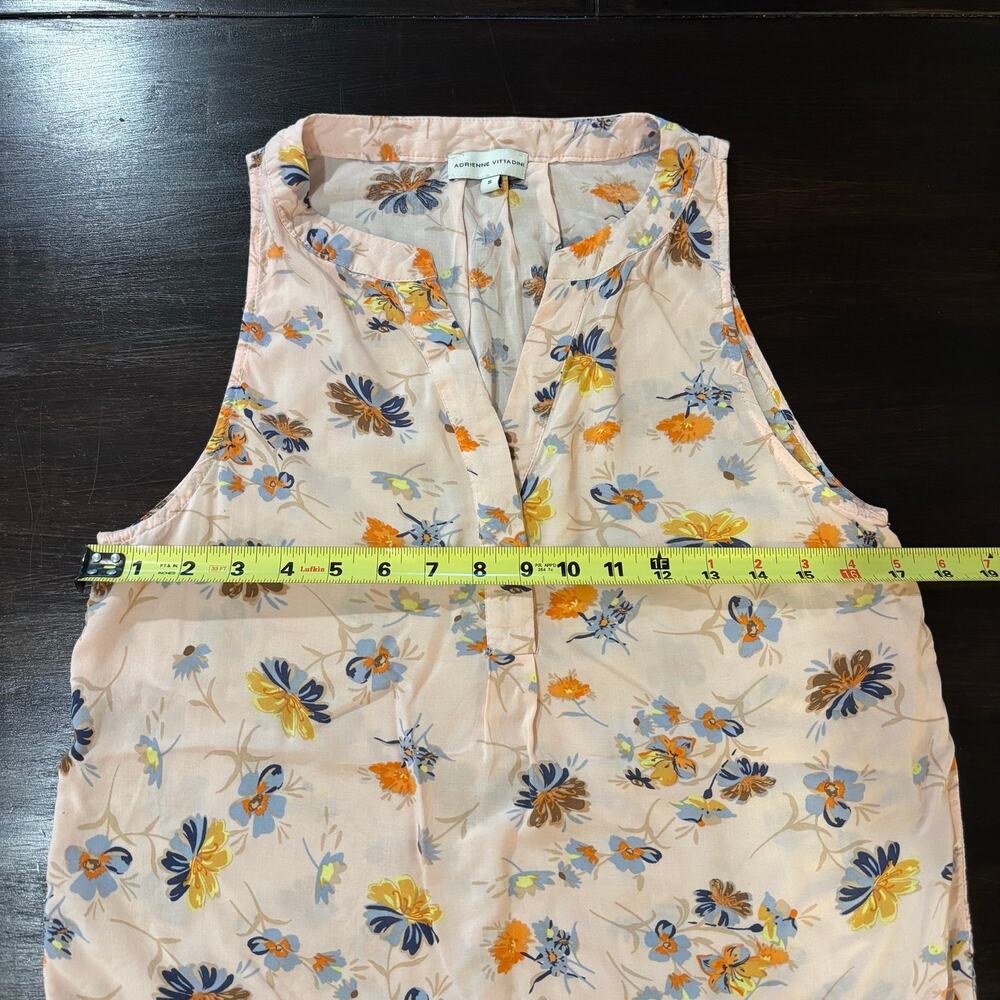 Adrienne Vittadini Pastel Sleeveless Floral Officewear Popover Blouse Top szS - Picture 4 of 5